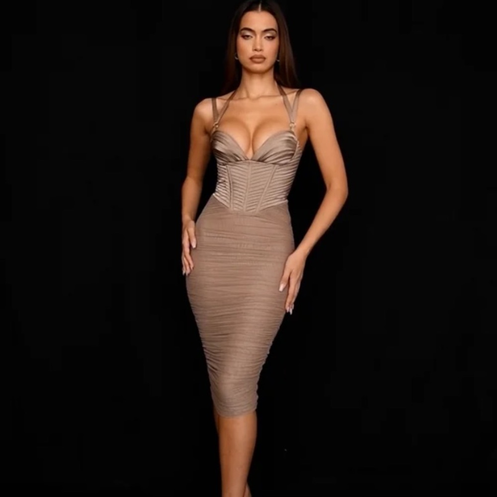 House of CB JOSEPHINE TAUPE Corest Dress New Size XS